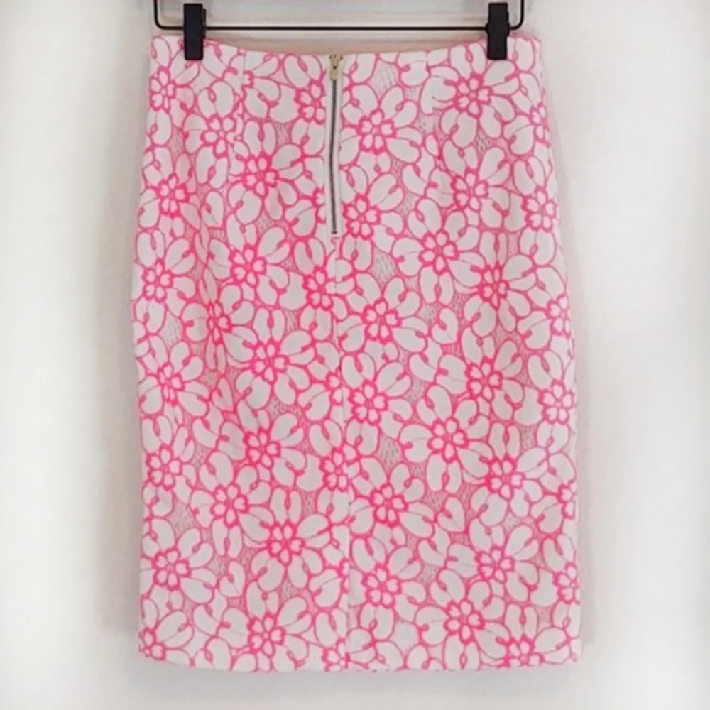 Lilly Pulitzer Hyacinth Fiesta Pink Pique Lace Pencil Skirt